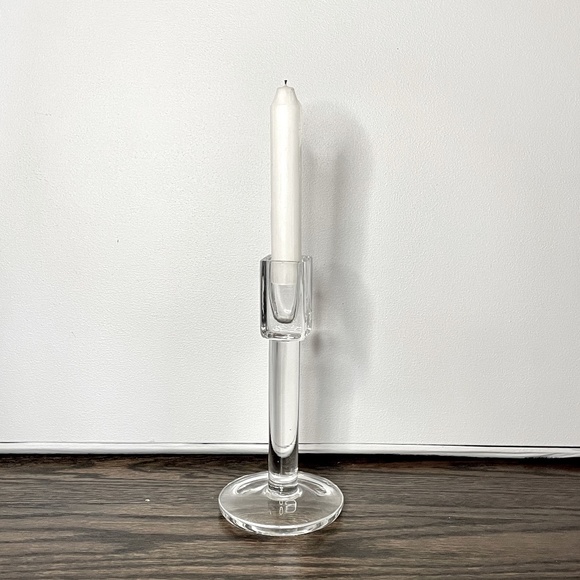 MCM Mid-Century Modern Clear Candlestick - Picture 1 of 7